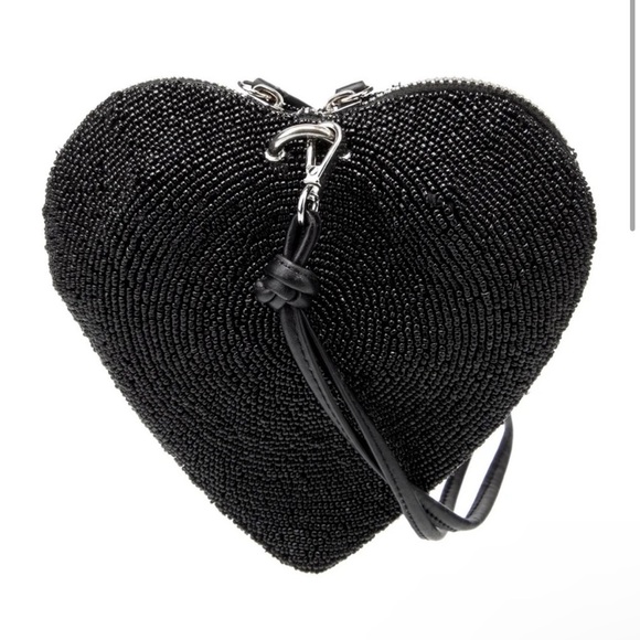 New! Staud Beaded Heart Clutch Bag in Black 🖤 🪩 Runway! - Picture 8 of 16